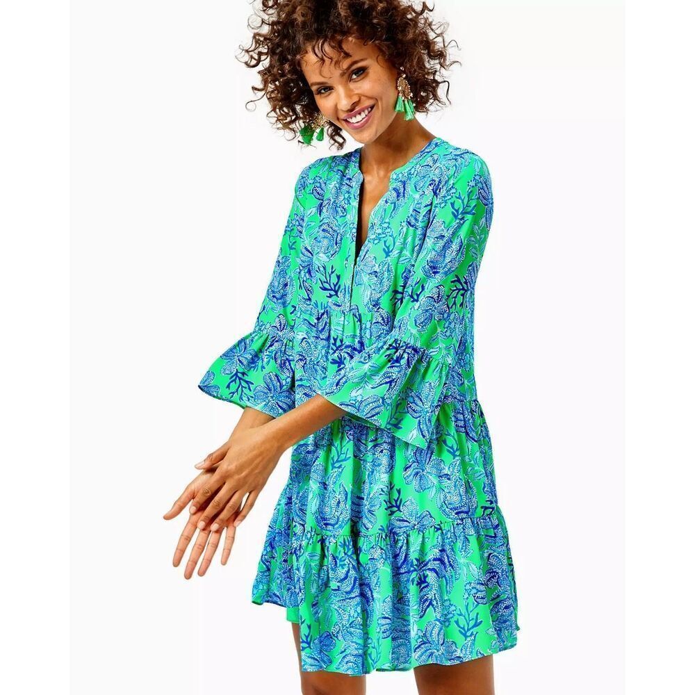 Lilly Pulitzer Gabriel Tunic Dress -Cabana Green Keeping It Reel Size 0/XS